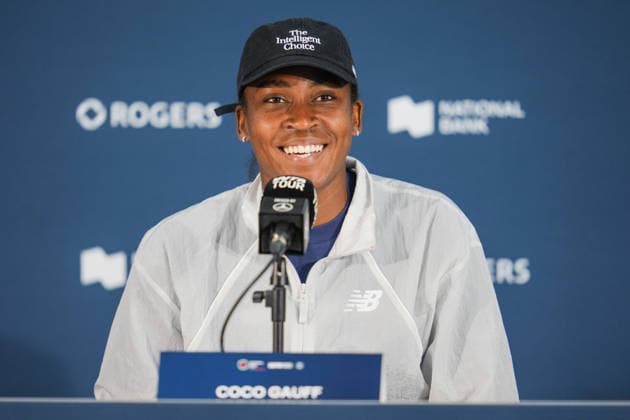 Coco Gauff press conference, PK, Pressekonferenz WTA, Tennis Damen Masters 1000 National Bank Open Toronto 2026 Coco Gauff of the United States of America during a press conference ahead of her next match on Tuesday 4th for the Women™s Singles round of 64 match the WTA Masters 1000 National Bank Open at Sobeys Stadium. on August 2, 2026 in Toronto, Canada. (Photo by Leonardo Ramirez Eyepix Group) Copyright: xLeonardoxRamirezx xEyepixxGroupx LR02082026-09580