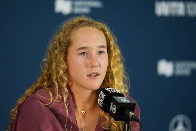 Mirra Andreeva press conference, PK, Pressekonferenz WTA, Tennis Damen Masters 1000 National Bank Open Toronto 2026 Mirra Andreeva of Russia during a press conference ahead of her next match for the Women™s Singles round of 64 match the WTA Masters 1000 National Bank Open at Sobeys Stadium. on August 2, 2026 in Toronto, Canada. (Photo by Leonardo Ramirez Eyepix Group) Copyright: xLeonardoxRamirezx xEyepixxGroupx LR02082026-09712