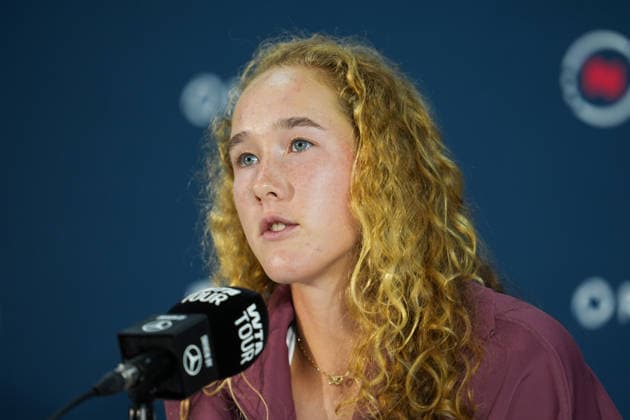 Mirra Andreeva press conference, PK, Pressekonferenz WTA, Tennis Damen Masters 1000 National Bank Open Toronto 2026 Mirra Andreeva of Russia during a press conference ahead of her next match for the Women™s Singles round of 64 match the WTA Masters 1000 National Bank Open at Sobeys Stadium. on August 2, 2026 in Toronto, Canada. (Photo by Leonardo Ramirez Eyepix Group) Copyright: xLeonardoxRamirezx xEyepixxGroupx LR02082026-09792