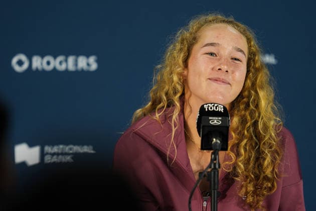 Mirra Andreeva press conference, PK, Pressekonferenz WTA, Tennis Damen Masters 1000 National Bank Open Toronto 2026 Mirra Andreeva of Russia during a press conference ahead of her next match for the Women™s Singles round of 64 match the WTA Masters 1000 National Bank Open at Sobeys Stadium. on August 2, 2026 in Toronto, Canada. (Photo by Leonardo Ramirez Eyepix Group) Copyright: xLeonardoxRamirezx xEyepixxGroupx LR02082026-09661