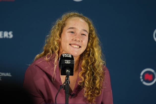 Mirra Andreeva press conference, PK, Pressekonferenz WTA, Tennis Damen Masters 1000 National Bank Open Toronto 2026 Mirra Andreeva of Russia during a press conference ahead of her next match for the Women™s Singles round of 64 match the WTA Masters 1000 National Bank Open at Sobeys Stadium. on August 2, 2026 in Toronto, Canada. (Photo by Leonardo Ramirez Eyepix Group) Copyright: xLeonardoxRamirezx xEyepixxGroupx LR02082026-09662