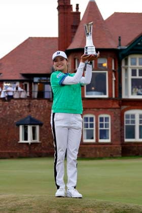 RECORD DATE NOT STATED 2nd August 2026; Royal Lytham and St Annes Golf Club, Lytham St Annes, Lancashire, England; AIG Womens Open Championship Golf Final Day; Shiwo Kuwaki (JPN) poses with the winners trophy after she beat Esther Henseleit (GER) in a dramatic play-off to win this year s AIG Womens Open Championship AlanxMartin