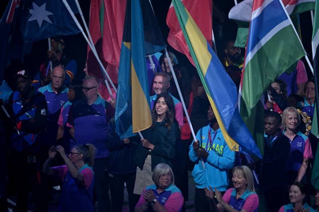 COM26 CLOSING CEREMONY, Australian Track Cyclist Georgia Baker carries the Australian Flag during the Closing Ceremony of the Glasgow 2026 Commonwealth Games at The Hydro in Glasgow, Scotland, Sunday, August 2, 2026. ( NO ARCHIVING, EDITORIAL USE ONLY GLASGOW UNITED KINGDOM  Copyright: xLUKASxCOCHx 20260803181310050721