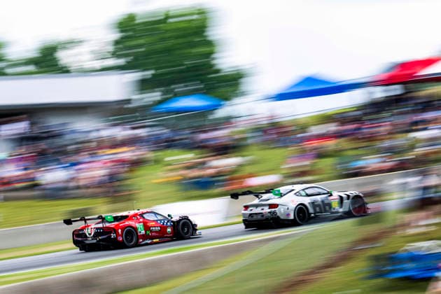AUTO - IMSA - ROAD AMERICA 2026 21 FUOCO Antonio (ita), MANN Simon (gbr), WADOUX DUCELLIER Lilou (fra), AF Corse, Ferrari 296 GT3 Evo, action, 66 BECHTOLSHEIMER Till (gbr), HAND Joey (usa), WALKER Jake (usa), Gradient Racing, Ford Mustang GT3 Evo, action during the Motul SportsCar Endurance Grand Prix, 8th round of the 2026 IMSA WeatherTech SportsCar Championship, from July 31 to August 2, 2026 on the Road America Circuit in Elkhart Lake, Wisconsin, United States of America - Elkhart LakeUnited States  Copyright: xFabrizioxBoldonix