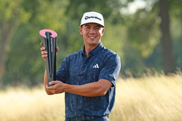 Rocket Classic DETROIT, MICHIGAN - AUGUST 2: Michael Thorbjornsen of the United States poses with the trophy after winning the Rocket Classic 2026 at the Detroit Country Club in Detroit, Michigan, MI, USA Sunday, August 2, 2026. Detroit Michigan United States  Copyright: xJorgexLemusx originalFilename:lemus-rocketcl260802_np0m2.jpg