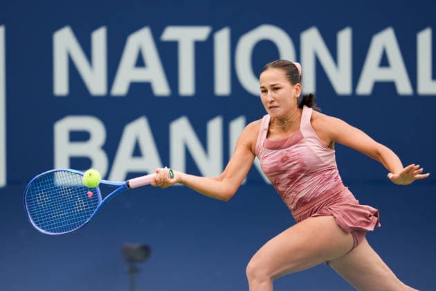 WTA, Tennis Damen Masters 1000 National Bank Open Toronto 2026 - Round of 128 - Day 1 Kamilla Rakhimova of Uzbekistan plays a forehand against Venus Williams of the United States of America during the Women™s Singles round of 128 match on day 1 of the WTA Masters 1000 National Bank Open at Sobeys Stadium. on August 2, 2026 in Toronto, Canada. (Photo by Leonardo Ramirez Eyepix Group) Copyright: xLeonardoxRamirezx xEyepixxGroupx LR02082026-00916