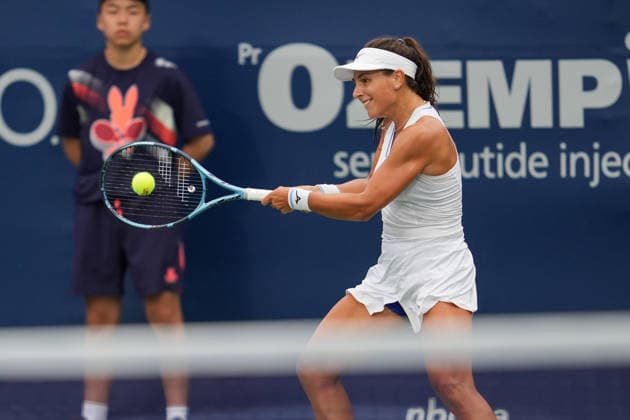 WTA, Tennis Damen Masters 1000 National Bank Open Toronto 2026 - Round of 128 - Day 1 Lucrezia Stefanini of Italy plays a forehand against Camila Osorio of Colombia during the Women™s Singles round of 128 match on day 1 of the WTA Masters 1000 National Bank Open at Sobeys Stadium. on August 2, 2026 in Toronto, Canada. (Photo by Leonardo Ramirez Eyepix Group) Copyright: xLeonardoxRamirezx xEyepixxGroupx LR02082026-04485