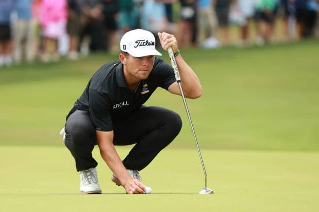 Rocket Classic DETROIT, MICHIGAN - AUGUST 2: Michael Brennan of the United States lines up his putt on the 9th green during the final round of the Rocket Classic 2026 at the Detroit Country Club in Detroit, Michigan, MI, USA Sunday, August 2, 2026. Detroit Michigan United States  Copyright: xJorgexLemusx originalFilename:lemus-rocketcl260802_nphWQ.jpg