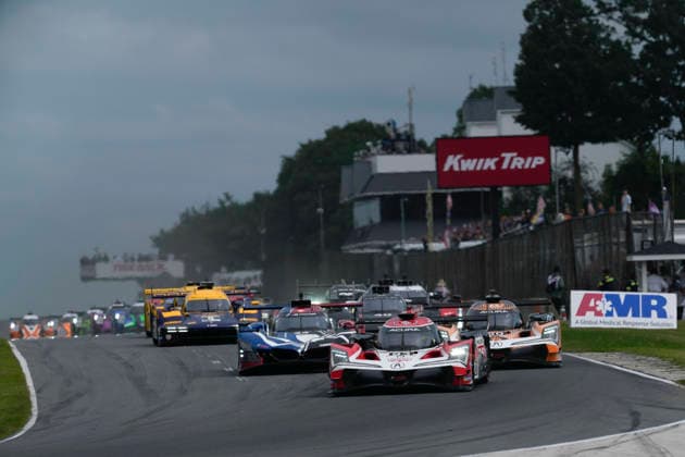 August 2, 2026, Elkhart Lake, Wisconsin, USA: The 93 Meyer Shank Racing Acura GTP, driven by Renger van der Zande and Nick Yelloly, leads the field into Turn 1 at the start of the IMSA 6 hour sportscar race at Road America. IMSA, Road America  - ZUMAd212 20260802_zsp_d212_009 Copyright: xRichardxDolex