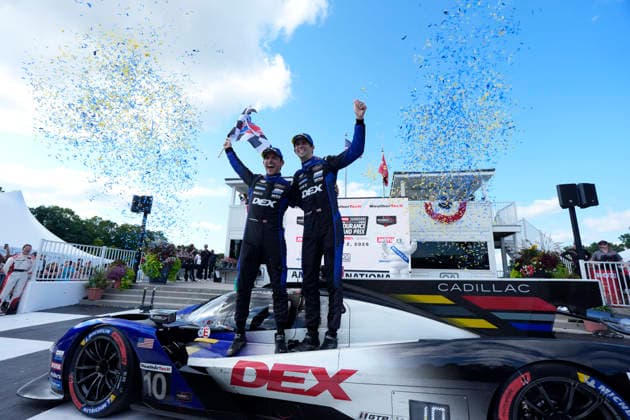 August 2, 2026, Elkhart Lake, Wisconsin, USA: Filipe Albuquerque and Ricky Taylor, drivers of the 10 Wayne Taylor Racing Cadillac GTP, celebrate in Victory Lane after winning IMSA 6 hour sportscar race at Road America. Elkhart Lake USA - ZUMAd212 20260802_zsp_d212_030 Copyright: xRichardxDolex