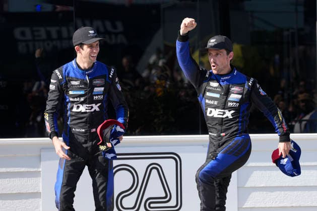 August 2, 2026, Elkhart Lake, Wisconsin, USA: Filipe Albuquerque and Ricky Taylor, drivers of the 10 Wayne Taylor Racing Cadillac GTP, celebrate in Victory Lane after winning IMSA 6 hour sportscar race at Road America. Elkhart Lake USA - ZUMAd212 20260802_zsp_d212_044 Copyright: xRichardxDolex