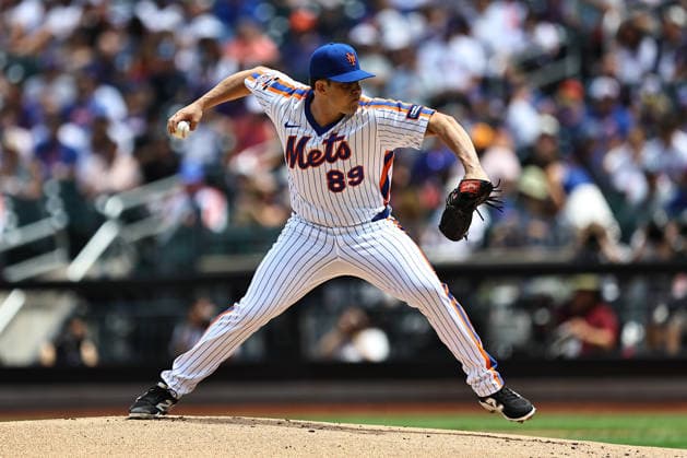 MLB, Baseball Herren, USA Miami Marlins Vs. New York Mets New York Mets starting pitcher Robert Stock 89 throws during the first inning of a baseball game against the Miami Marlins at Citi Field in Flushing, New York, on August 2, 2026. Flushing N.Y. United States  Copyright: xGordonxDonovanx originalFilename:donovan-mlbmiami260802_npdwn.jpg
