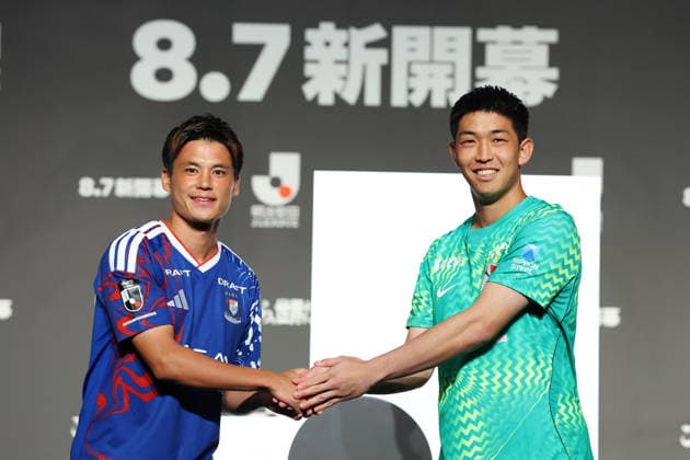 (L-R) Ryo Miyaichi (F. Marinos), Tomoki Hayakawa (Antlers), AUGUST 3, 2026 - Football Soccer : 2026-27 J League Opening Event in Tokyo, Japan. Noxthirdxpartyxsales  aflo_339919363 YUTAKAx