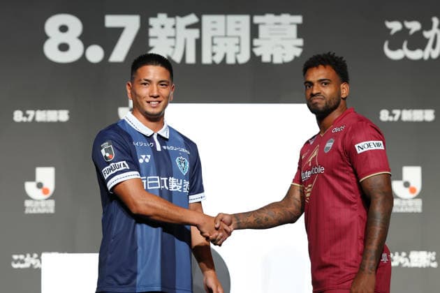 (L-R) Takumi Kamijima (Avispa), Anderson Lopes (Vissel), AUGUST 3, 2026 - Football Soccer : 2026-27 J League Opening Event in Tokyo, Japan. Noxthirdxpartyxsales  aflo_339919667 YUTAKAx