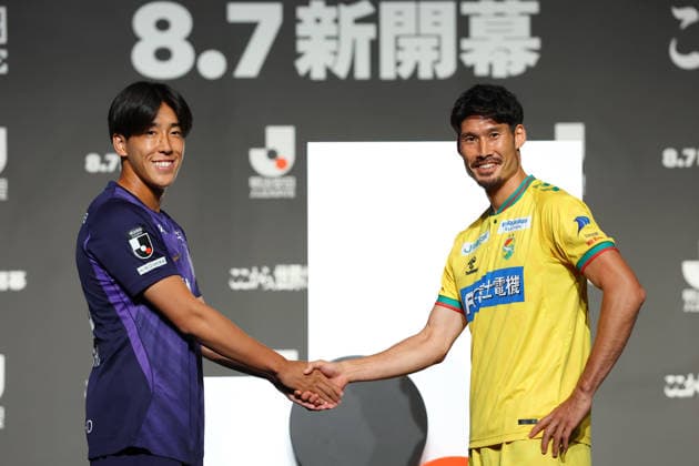 (L-R) Shuto Nakano (Sanfrecce), Daisuke Suzuki (JEF), AUGUST 3, 2026 - Football Soccer : 2026-27 J League Opening Event in Tokyo, Japan. Noxthirdxpartyxsales  aflo_339919680 YUTAKAx
