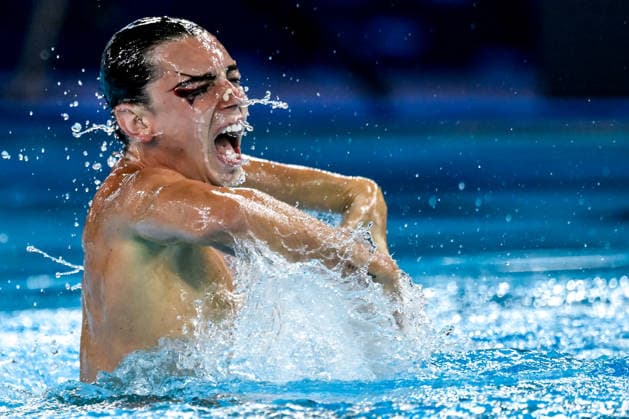 Filippo Pelati of Italy competes in the artistic swimming Solo Free Men Final during the European Aquatics Championships at the Olympic Aquatic Center in Paris (France), August 3, 2026. Andrea Staccioli