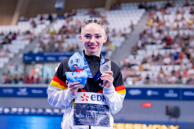 France, Paris, Centre Aquatique Olympique Metropole du Grand Paris, 03.08.2026, European Aquatics Championships Artistic Swimming, Day 4, Womens Solo Free FINAL, Silver Medal Winner, Klara Bleyer of Germany, Photo by Eibner Pressefoto Tino Henschel European Aquatics Championships Artistic Swimming, Day 4, Womens Solo Free FINAL Paris *** France, Paris, Centre Aquatique Olympique Metropole du Grand Paris, August 3, 2026, European Aquatics Championships – Artistic Swimming, Day 4, Women’s Solo Free FINAL, Silver Medalist Klara Bleyer of Germany, Photo by Eibner Pressefoto Tino Henschel European Aquatics Championships Artistic Swimming, Day 4, Women’s Solo Free FINAL Paris Copyright: xEibnerxPressefotox