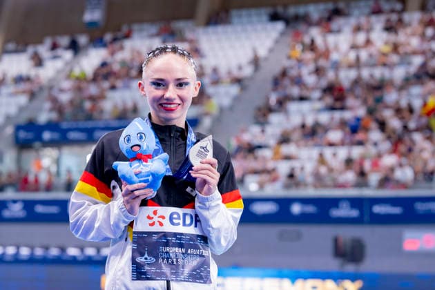 France, Paris, Centre Aquatique Olympique Metropole du Grand Paris, 03.08.2026, European Aquatics Championships Artistic Swimming, Day 4, Womens Solo Free FINAL, Silver Medal Winner, Klara Bleyer of Germany, Photo by Eibner Pressefoto Tino Henschel European Aquatics Championships Artistic Swimming, Day 4, Womens Solo Free FINAL Paris *** France, Paris, Centre Aquatique Olympique Metropole du Grand Paris, August 3, 2026, European Aquatics Championships – Artistic Swimming, Day 4, Women’s Solo Free FINAL, Silver Medalist Klara Bleyer of Germany, Photo by Eibner Pressefoto Tino Henschel European Aquatics Championships Artistic Swimming, Day 4, Women’s Solo Free FINAL Paris Copyright: xEibnerxPressefotox