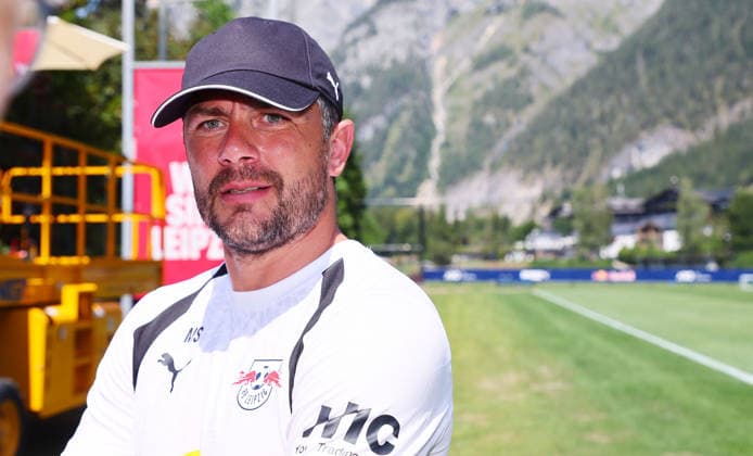 RB Leipzig - Sportchef Schaefer Bundesliga Saalfelden, 03.08.2026, Gut Brandlhof, Fussball, Bundesliga, GER , RB Leipzig - Trainingslager in Saalfelden am Steinernen Meer AUT. , Im Bild: Marcel Schäfer Schaefer (RB Leipzig, Geschäftsführer im Mediengespäch , *** RB Leipzig Sporting Director Schaefer, Bundesliga, Saalfelden, August 3, 2026, Gut Brandlhof, Soccer, Bundesliga, GER, RB Leipzig Training Camp in Saalfelden am Steinernen Meer, AUT, Pictured: Marcel Schäfer, RB Leipzig Sporting Director, during a media interview, Picture Point