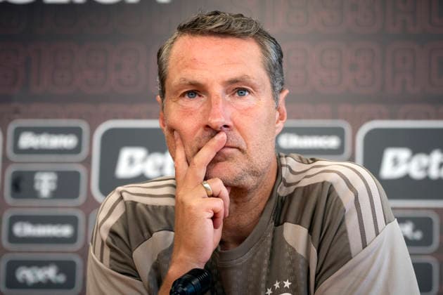 Sparta coach Brian Priske at a press conference, PK, Pressekonferenz ahead of the opening match of the third qualifying round of the Champions League between Sparta Prague and Olympique Lyon, Prague, August 3, 2026. (CTKxPhoto KaterinaxSulova) CTKPhotoP2026080303153  CTKPhotoP2026080303153