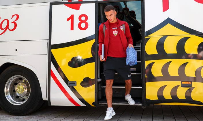 03.08.2026, Deutschland, Grassau, Fußball Bundesliga, Saison 2026 2027, Trainingslager VfB Stuttgart, Bilal El Khannouss *** August 3, 2026, Germany, Grassau, Bundesliga, 2026–2027 season, VfB Stuttgart training camp, Bilal El Khannouss