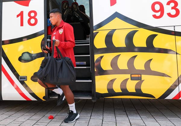 03.08.2026, Deutschland, Grassau, Fußball Bundesliga, Saison 2026 2027, Trainingslager VfB Stuttgart, Jarzinho Malanga *** August 3, 2026, Germany, Grassau, Bundesliga, 2026–2027 season, VfB Stuttgart training camp, Jarzinho Malanga