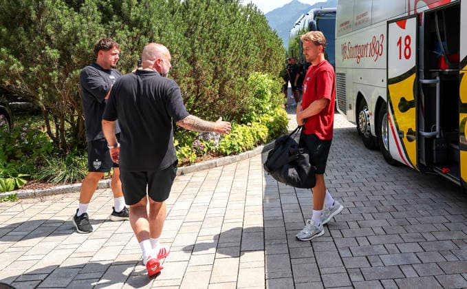 03.08.2026, Deutschland, Grassau, Fußball Bundesliga, Saison 2026 2027, Trainingslager VfB Stuttgart, Maximilian Mittelstädt *** August 3, 2026, Germany, Grassau, Bundesliga, 2026–2027 season, VfB Stuttgart training camp, Maximilian Mittelstädt