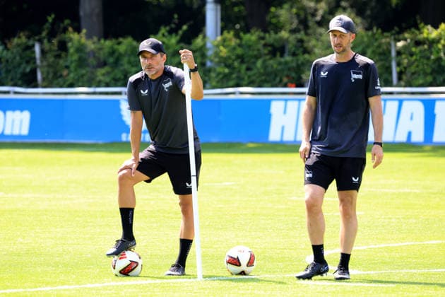 03.08.2026, DEU GER, Fussball , 2.Fussballbundesliga, Saison 2026 2027), Sportforum, Hertha BSC, Training Cheftrainer Stefan Leitl (Hertha BSC Berlin), Co-Trainer Andreas Schumacher (Hertha BSC Berlin) 2. Liga: DFB DFL regulations prohibit any use of photographs as image sequences and or quasi-video) Berlin Sportforum Berlin Deutschland *** August 3, 2026, Germany, Soccer, 2. Bundesliga, 2026–2027 Season, Sportforum, Hertha BSC, Head Coach Stefan Leitl of Hertha BSC Berlin, Assistant Coach Andreas Schumacher, Hertha BSC Berlin, 2nd Division; DFB and DFL regulations prohibit any use of photographs as image sequences and or quasi-video; Berlin Sportforum, Berlin, Germany Copyright: xNordphotox xEnglerx