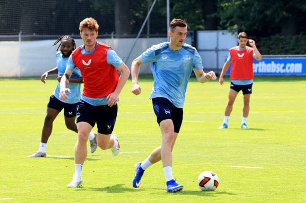 03.08.2026, DEU GER, Fussball , 2.Fussballbundesliga, Saison 2026 2027), Sportforum, Hertha BSC, Training Niklas Kolbe (Hertha BSC Berlin 27), Sebastian Groenning (Hertha BSC Berlin 17), Deyovaisio Zeefuik (Hertha BSC Berlin 42) 2. Liga: DFB DFL regulations prohibit any use of photographs as image sequences and or quasi-video) Berlin Sportforum Berlin Deutschland *** August 3, 2026, Germany, Soccer, 2. Bundesliga, 2026–2027 Season, Sportforum, Hertha BSC, Training: Niklas Kolbe (Hertha BSC Berlin 27), Sebastian Groenning (Hertha BSC Berlin 17), Deyovaisio Zeefuik (Hertha BSC Berlin 42). 2. Bundesliga. DFB and DFL regulations prohibit any use of photographs as image sequences and or quasi-video. Berlin Sportforum, Berlin, Germany Copyright: xNordphotox xEnglerx