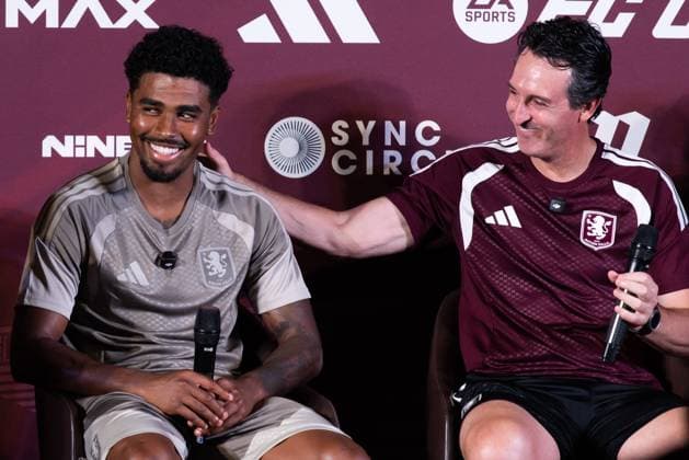 August 3, 2026, Pathum Thani, Thailand: Unai Emery (R), Head coach of Aston Villa FC, and Ian Maatsen (L), Player of Aston Villa FC, attend a press conference, PK, Pressekonferenz .Aston Villa FC will play against BG Pathum United on August 4, 2026, as part of the Aston Villa Asia Tour at True BG Stadium in Pathum Thani, Thailand. Pathum Thani Thailand - ZUMAs197 20260803_aaa_s197_045 Copyright: xPeeraponxBoonyakiatx
