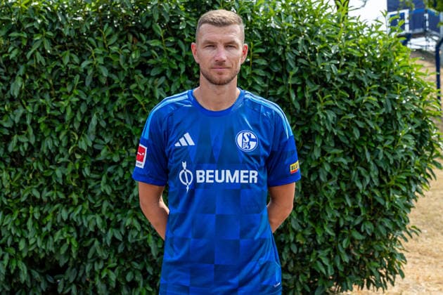 03.08.2026, Porträttermin 2026 2027 beim FC Schake 04, 1. Bundesliga, , Edin Dzeko (FC Schalke 04). Gelsenkirchen Veltins Arena NRW Deutschland xRHR-FOTO DEx *** August 3, 2026, Photo shoot for the 2026–2027 season at FC Schalke 04, Bundesliga 1, , Edin Dzeko, FC Schalke 04, Gelsenkirchen, Veltins Arena, North Rhine-Westphalia, Germany, xRHR, PHOTO DEx Copyright: DennisxEwert RHR-FOTOx RHR-FOTO DE
