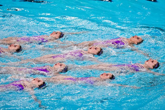 Athletes of team Ukraine compete in the Artistic Swimming Team Free Final during the European Aquatics Championships at the Olympic Aquatic Center in Paris (France), August 3, 2026. Andrea Masini Deepbluemedia Insidefoto