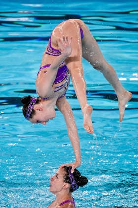 Athletes of team Ukraine compete in the Artistic Swimming Team Free Final during the European Aquatics Championships at the Olympic Aquatic Center in Paris (France), August 3, 2026. Andrea Masini Deepbluemedia Insidefoto