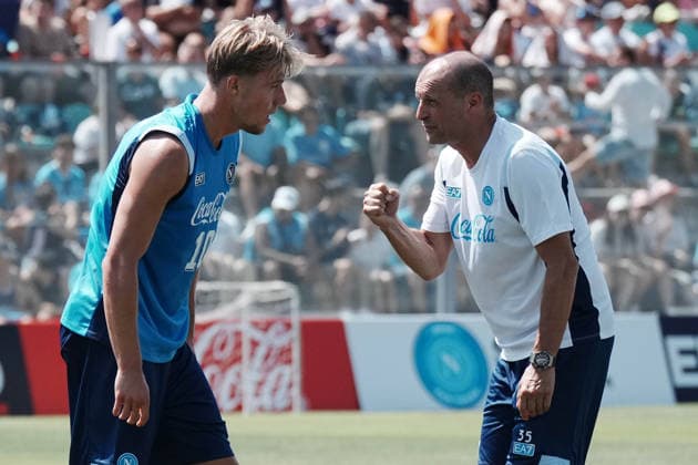 Castel Di Sangro , ITALY: Massimiliano Allegri ,Rasmus Hojlund of SSC Napoli during the pre season SSC Napoli in Castel Di Sangro , Italy. Copyright: xFOTOAGENZIAx