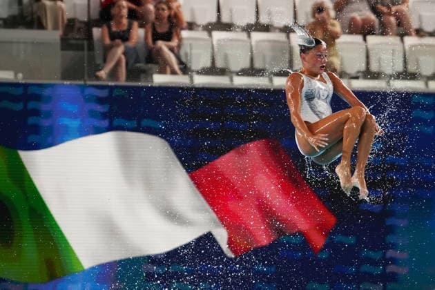 Artistic Swimming, Team Free Final, team Italy, winner of the bronze medal at the European Aquatics Championships Paris 2026, Paris, August 03, 2026 .  Copyright: xGianxMattiaxD Alberto LaPressex