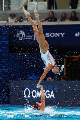 Artistic Swimming, Team Free Final, team Italy, winner of the bronze medal at the European Aquatics Championships Paris 2026, Paris, August 03, 2026 .  Copyright: xGianxMattiaxD Alberto LaPressex