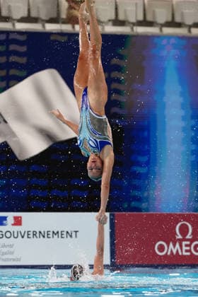 Artistic Swimming, Team Free Final, Neutral Athletes B, winner of the gold medal at the European Aquatics Championships Paris 2026, Paris, August 03, 2026 .  Copyright: xGianxMattiaxD Alberto LaPressex