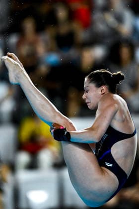 Sarah Jodoin Di Maria of Italy competes in the diving 10m Platform Women Preliminary during the European Aquatics Championships at the Olympic Aquatic Center in Paris (France), August 3, 2026. Andrea Staccioli
