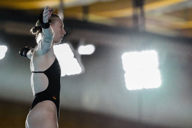 Pauline Alexandra Pfeif of Germany competes in the Diving Women s 10m Platform Preliminary during the European Aquatics Championships at the Olympic Aquatic Center in Paris (France), August 3, 2026. Andrea Staccioli