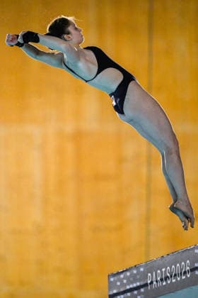 Cloe Gravalos Simon of Switzerland competes in the Diving Women s 10m Platform Preliminary during the European Aquatics Championships at the Olympic Aquatic Center in Paris (France), August 3, 2026. Andrea Staccioli