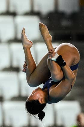 Eden Cheng of Great Britain competes in the Diving Women s 10m Platform Preliminary during the European Aquatics Championships at the Olympic Aquatic Center in Paris (France), August 3, 2026. Andrea Staccioli