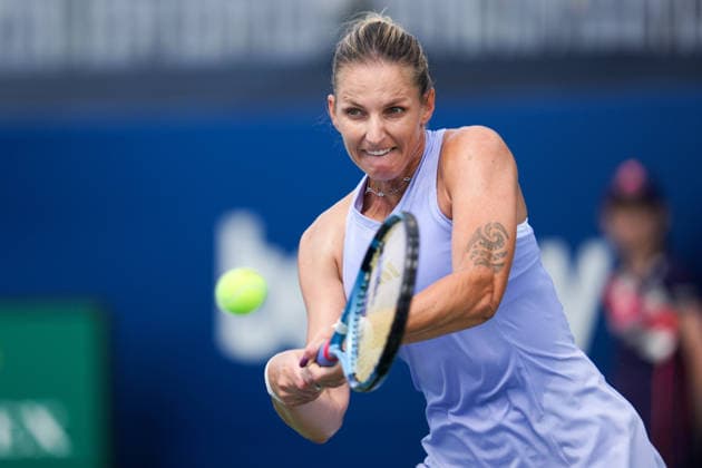 National Bank Open 2026 - Day 3 TORONTO, CANADA - AUGUST 3 : Karolina Pliskova of Czech Republic in action against Oleksandra Oliynykova of Ukraine in the round of 128 during the WTA, Tennis Damen 1000 National Bank Open in Toronto, Ontario, Canada on August 3, 2026. Mert Alper Dervis Anadolu Toronto Canada. Editorial use only. Please get in touch for any other usage.  Copyright: x2026xAnadoluxMertxAlperxDervisx