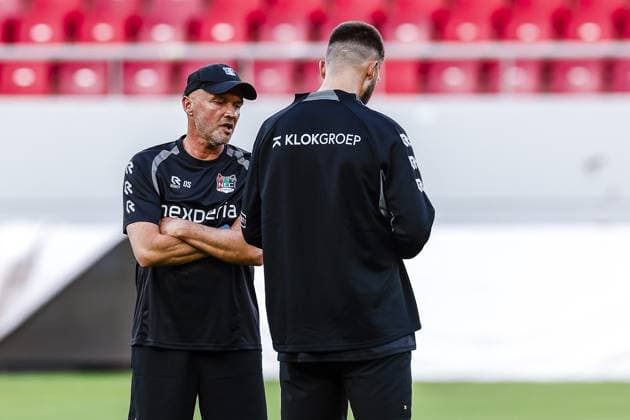 Athens , 03-08-2026 , Stadio Georgios Karaiskakis , third qualifying round of the Champions League , season 2026 2027 , training NEC in Athens , picture shows , NEC coach Dick Schreuder Training NEC Athens  x205435289x Copyright: