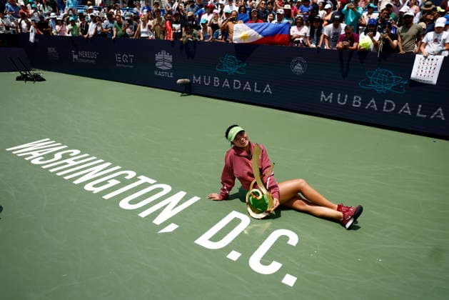 Washington DC Open tennis tournament Alexandra Eala of the Philippines poses with the trophy after beating Jessica Pegula of the USA in their Women™s Final match at the Washington DC Open tennis tournament, in Washington, DC, USA, 03 August 2026. WASHINGTON DC UNITED STATES  Copyright: xWILLxOLIVERx
