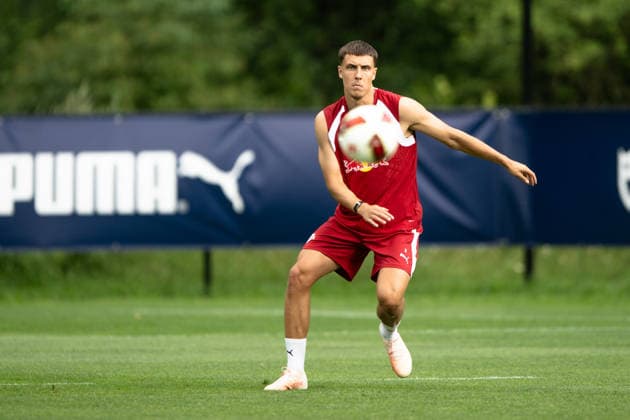 Brajan Gruda (RB Leipzig, 10), RB Leipzig, Fussball, Trainingslager Austria, Saison Vorbereitung, Saison 2026 2027, GER, 03.08.2026, Eibner-Pressefoto Andreas Ulmer RB Leipzig, Fussball, Trainingslager Austria, Saison Vorbereitung, Saison 2026 2027, GER, 03.08.2026, *** Brajan Gruda, RB Leipzig, 10, RB Leipzig, soccer, training camp in Austria, preseason, 2026–2027 season, GER, August 3, 2026, Eibner Press Photo: Andreas Ulmer, RB Leipzig, soccer, training camp in Austria, preseason, 2026–2027 season, GER, August 3, 2026, Copyright: xEibner-Pressefoto AndreasxUlmerx EP_AUR