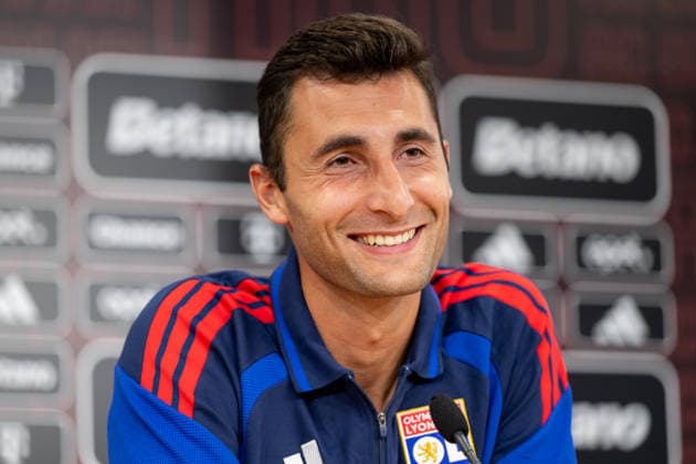 Olympique Lyon goalkeeper Dominik Greif spoke at a press conference, PK, Pressekonferenz ahead of the opening match of the third qualifying round of the Champions League between AC Sparta Praha and Olympique Lyon, in Prague, Czech Republic, on August 3, 2026. (CTKxPhoto OndrejxDeml) CTKPhotoP2026080305728  CTKPhotoP2026080305728
