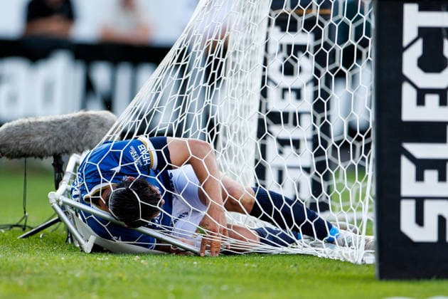 260803 Halmstads Pascal Gregor har ont under fotbollsmatchen i Allsvenskan mellan Halmstad och Sirius den 3 augusti 2026 i Halmstad. *** 260803 Halmstad s Pascal Gregor is in pain during the Allsvenskan soccer match between Halmstad and Sirius on August 3, 2026, in Halmstad  Copyright: KRISTERxANDERSSON BB260803KA070