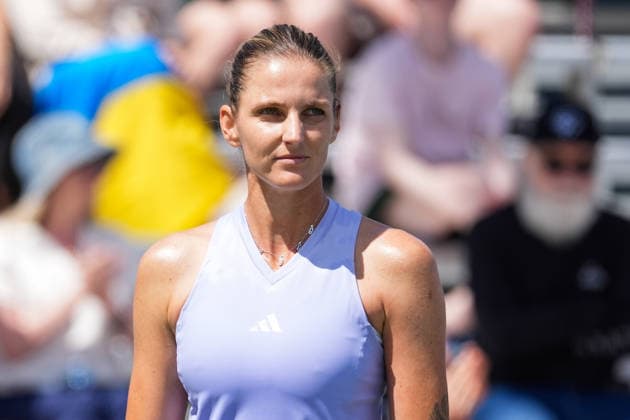 WTA, Tennis Damen Masters 1000 National Bank Open Toronto 2026 - Round of 128 - Day 3 Karolina Pliskova of Czechia looks on against Oleksandra Oliynykova of Ukraine during the Women™s Singles round of 128 match on day 3 of the WTA Masters 1000 National Bank Open at Sobeys Stadium. on August 3, 2026 in Toronto, Canada. (Photo by Leonardo Ramirez Eyepix Group) Copyright: xLeonardoxRamirezx xEyepixxGroupx LR03082026-07027
