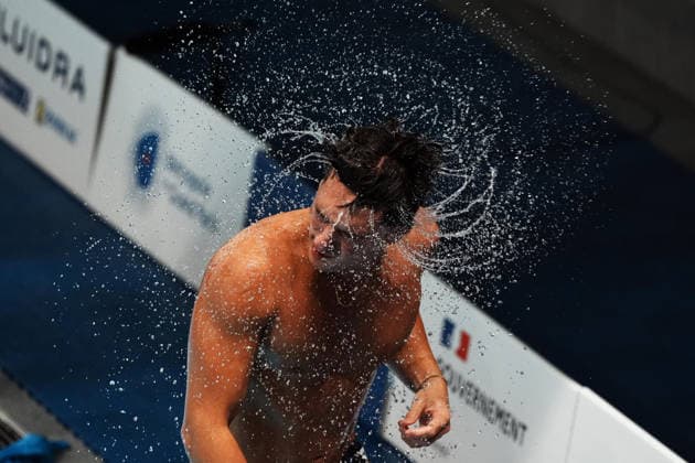Artistic Swimming, Men s Synchronised 3m Springboard, Stefano BELOTTI Matteo SANTORO from Italy, bronze medal at the European Aquatics Championships Paris 2026, Paris, August 03, 2026 .  Copyright: xGianxMattiaxD Alberto LaPressex