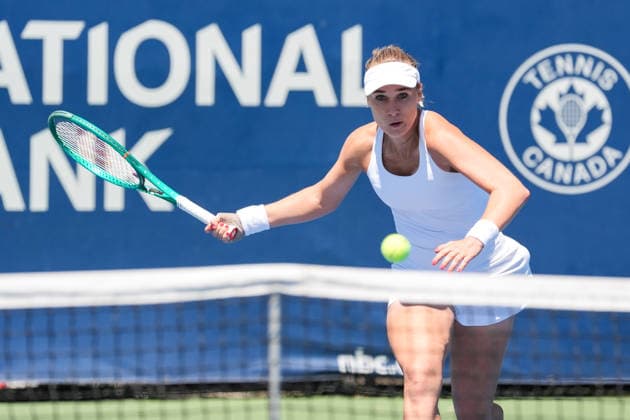 WTA, Tennis Damen Masters 1000 National Bank Open Toronto 2026 - Round of 128 - Day 3 Anna Blinkova of Russia plays a forehand during the Women™s Singles round of 128 match against Rebecca Sramkova of Slovakia on day 3 of the WTA Masters 1000 National Bank Open at Sobeys Stadium on August 3, 2026, in Toronto, Canada. (Photo by Leonardo Ramirez Eyepix Group) Copyright: xLeonardoxRamirezx xEyepixxGroupx LR03082026-08486